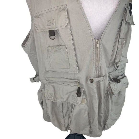 Eddie Bauer Men's Size XL Fishing Vest Tactical Utility Vest Multi Pockets Tan - Picture 4 of 9